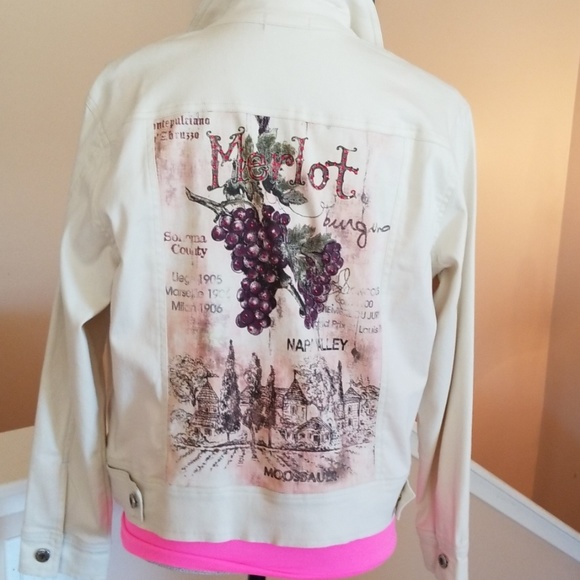 Cactus Jackets & Blazers - NAPA Valley Merlot Grape WINE Tasting Cream Jacket